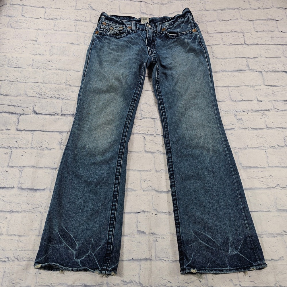 True Religion Billy Big T Jeans Mens 33X33 Blue Bootcut Distressed  Y2K VTG USA